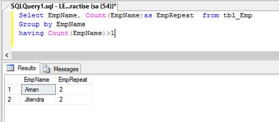 Find duplicate records in Employee Table